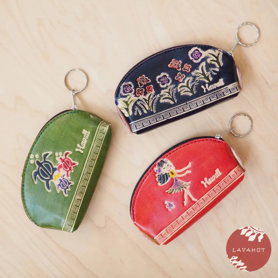 Red Half Moon Coin Purse   Keychain