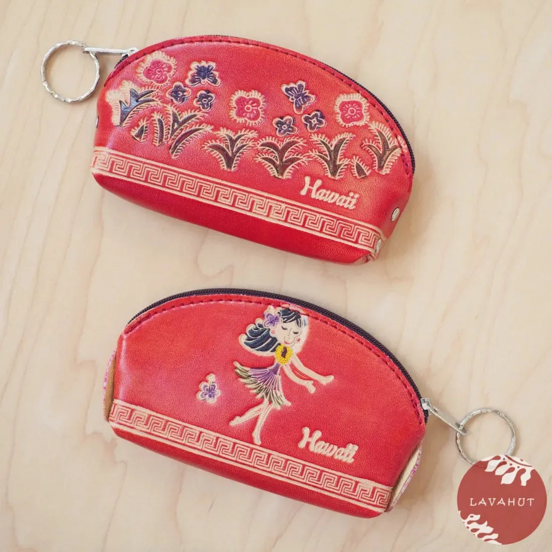 Red Half Moon Coin Purse   Keychain