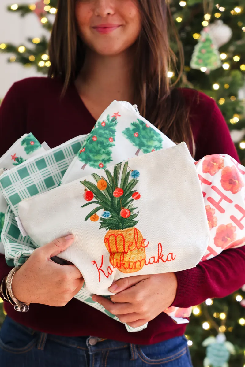 Red Palaka Cosmetic Bag, Small