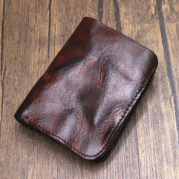 Retro Leather Zipper Handmade Wallets