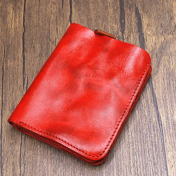 Retro Leather Zipper Handmade Wallets