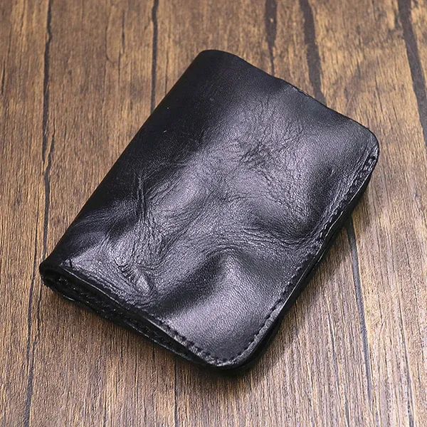 Retro Leather Zipper Handmade Wallets