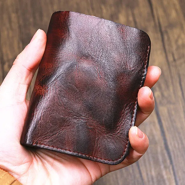 Retro Leather Zipper Handmade Wallets