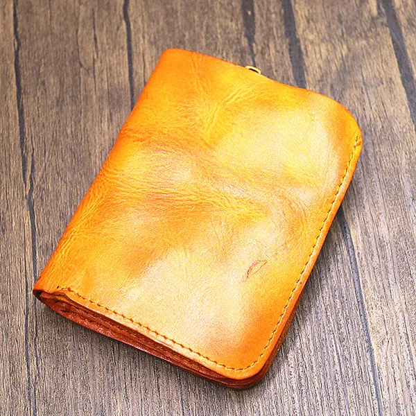 Retro Leather Zipper Handmade Wallets