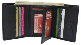 RFID Blocking Genuine Leather Trifold Classic Style Wallet 631107