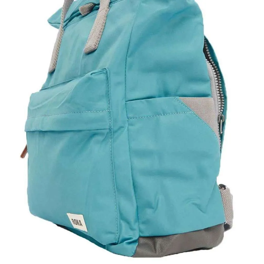 Roka Canfield B Medium Sustainable Nylon Backpack - Petrol Blue