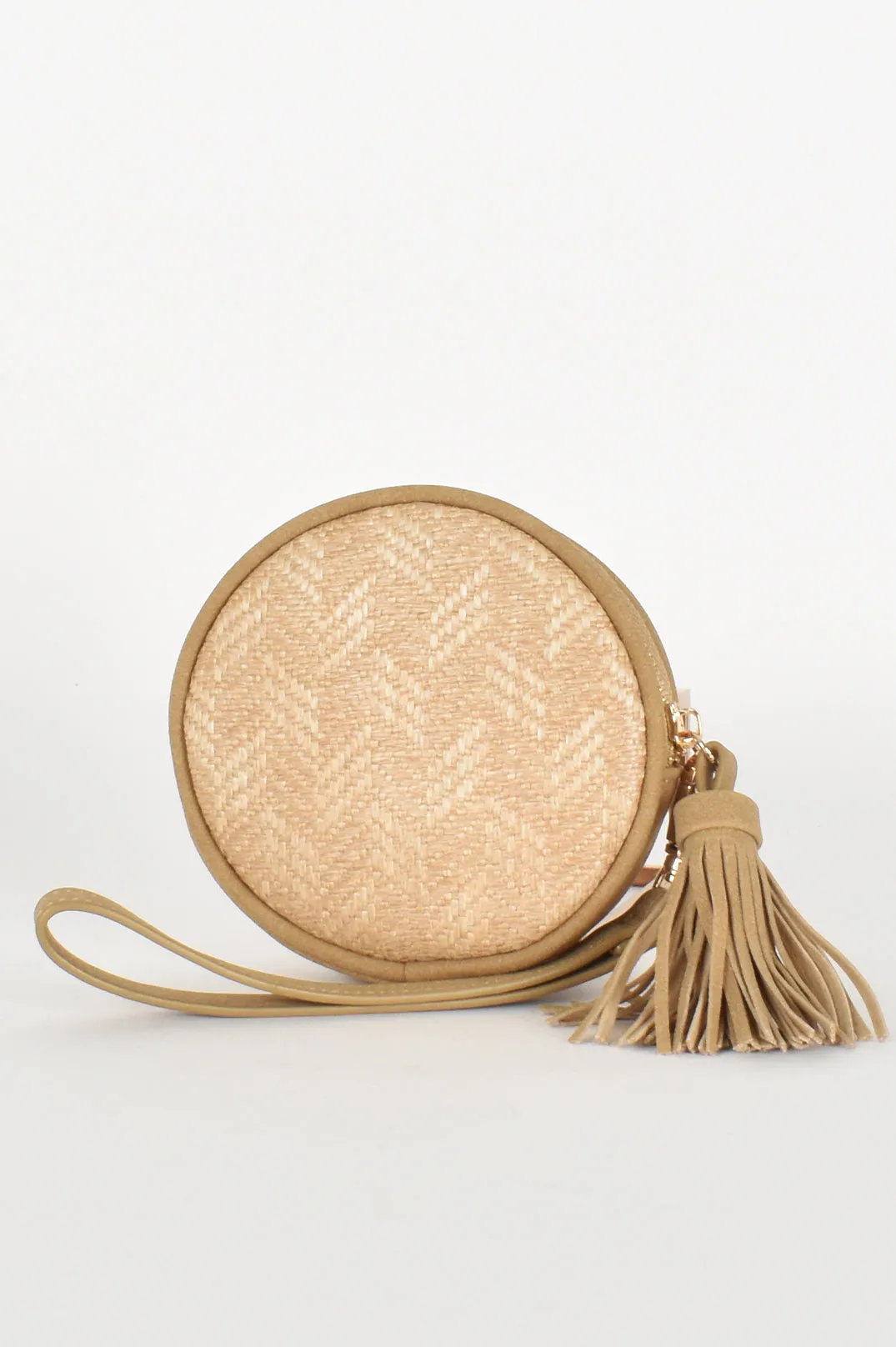 Round Coin Purse in Camel, Stone and Cream!