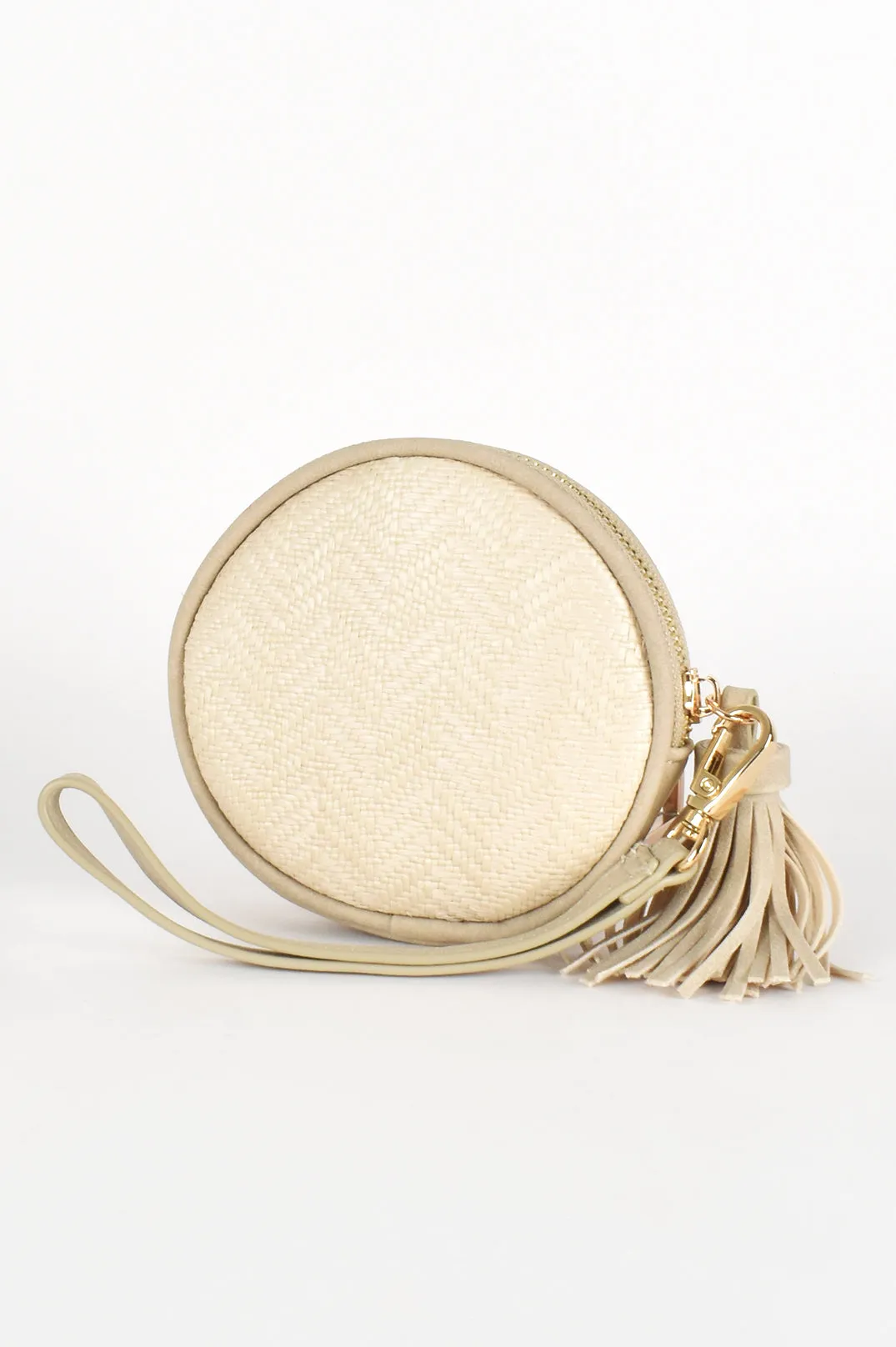 Round Coin Purse in Camel, Stone and Cream!