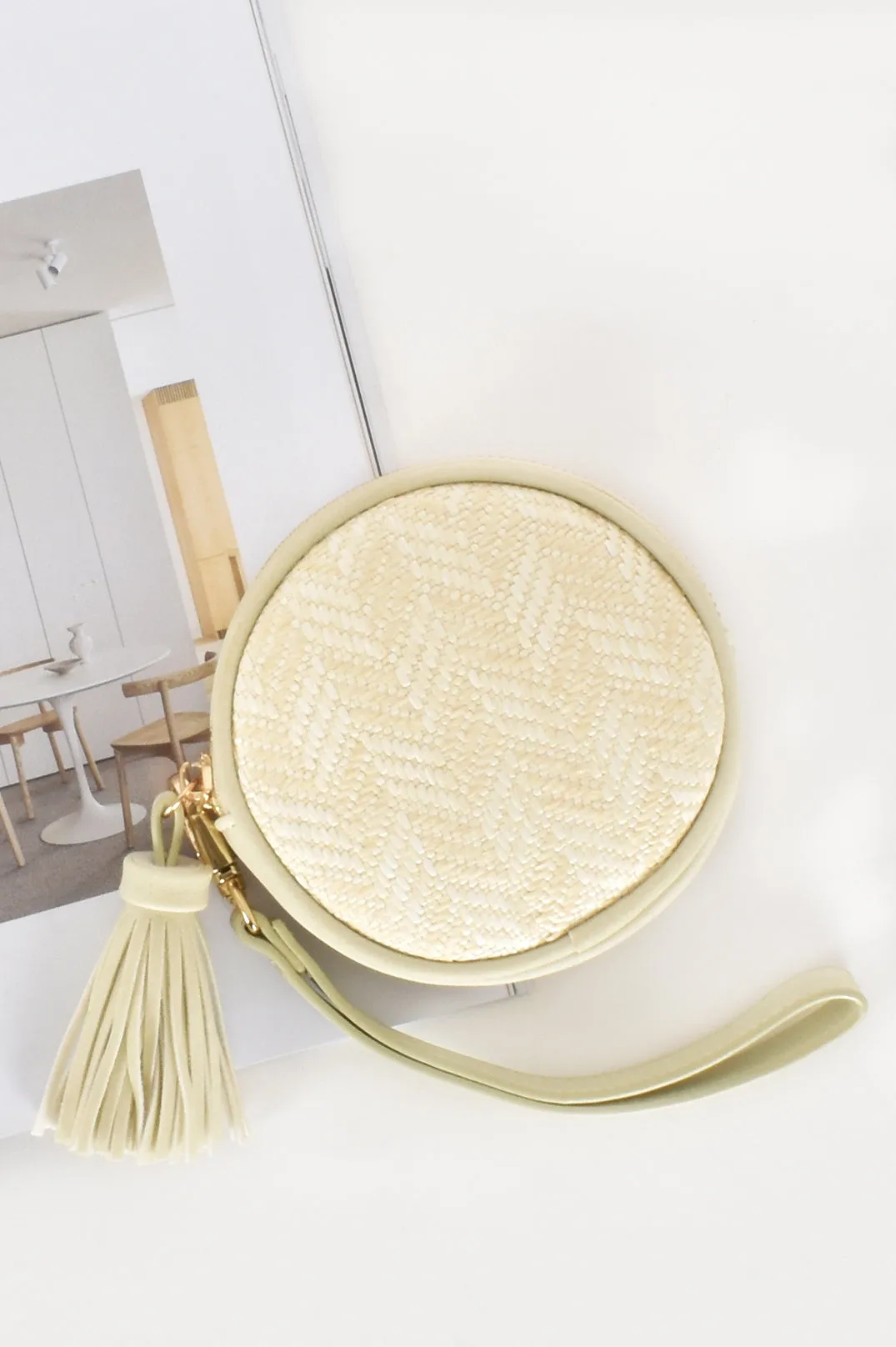 Round Coin Purse in Camel, Stone and Cream!