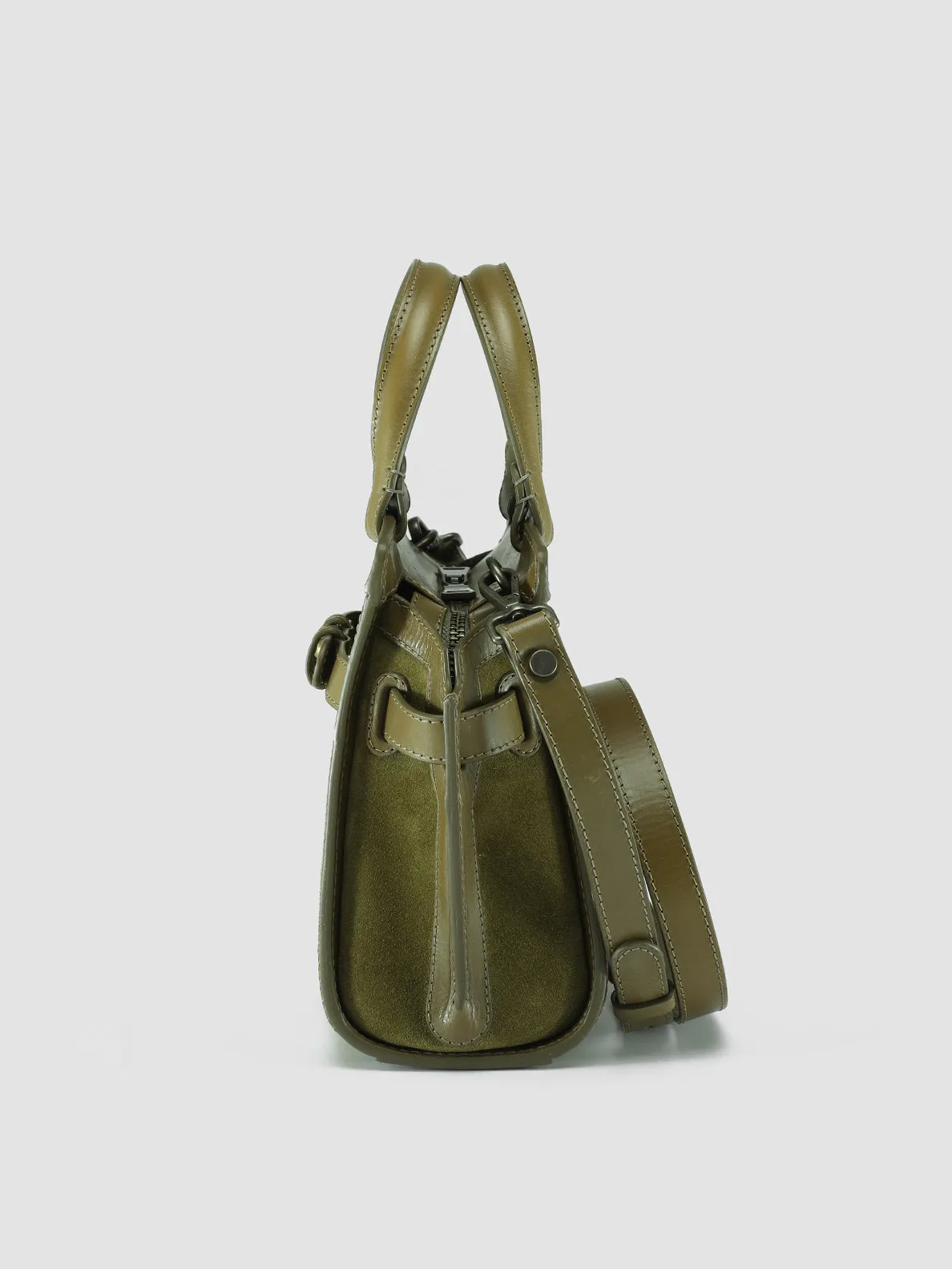 SADDLE 009 - Green Suede Handle Bag