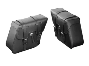 Saddlebag Set "Colorado" Stylish Saddlebag made of real leather - Black - Highway Hawk H02-2630