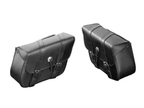 Saddlebag Set "Houston" Stylish Saddlebag made of real leather - Black - Highway Hawk H02-2610