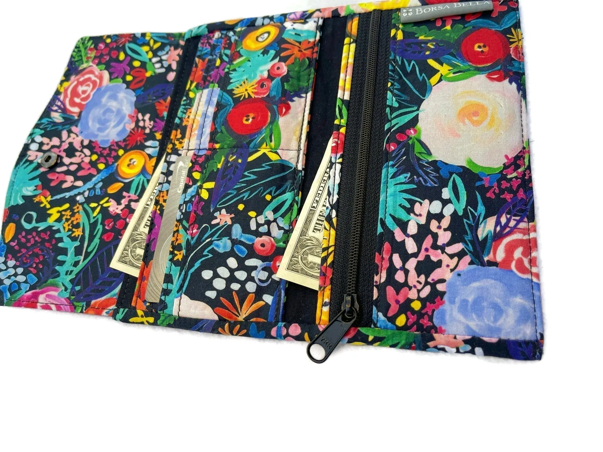 Slim Large Wallet - Light Weight -  Night FernTastic Fabric