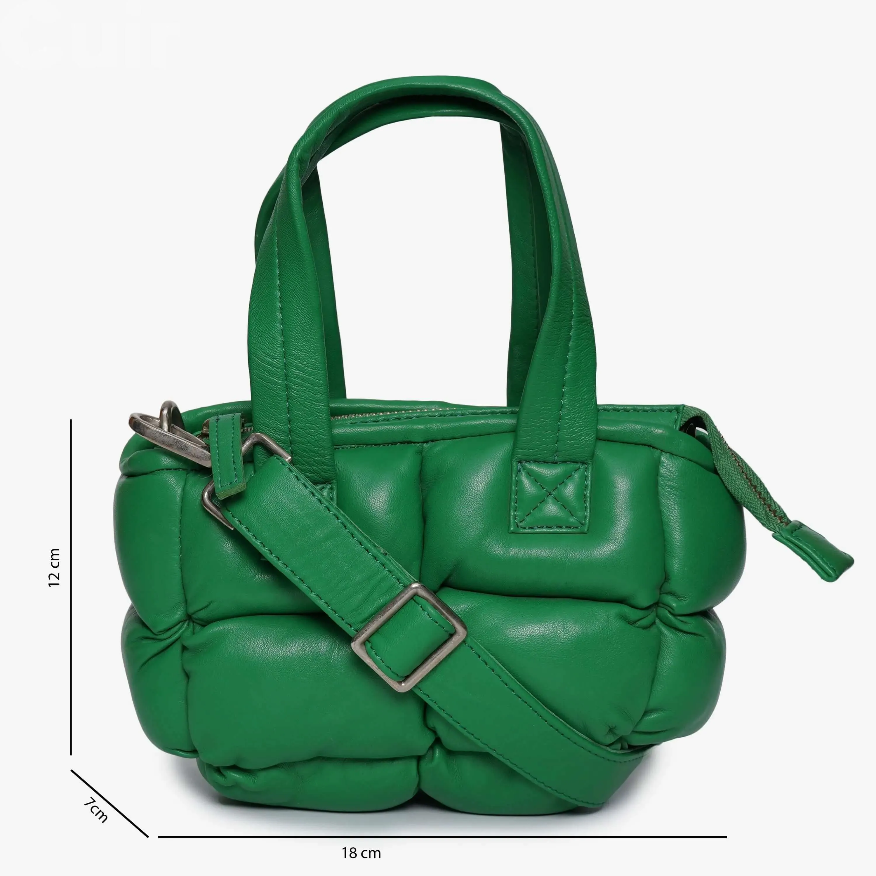 Small Women's Dark Green Genuine Leather Crossbody Bag