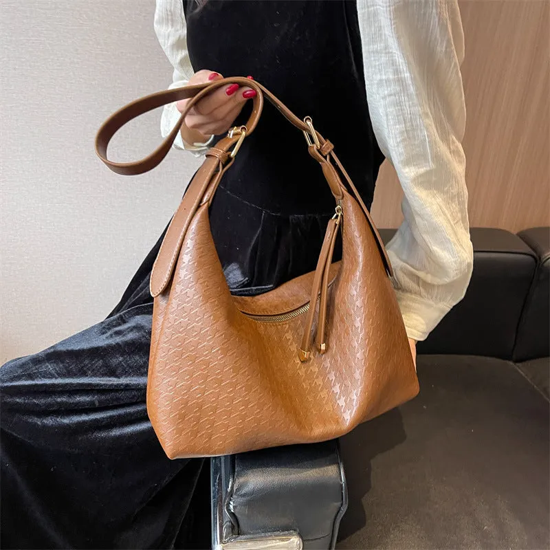 Sohiwoo Minimalist Large Capacity Hobo Bag Simple Crossbody Bag All-Match Shoulder Bag