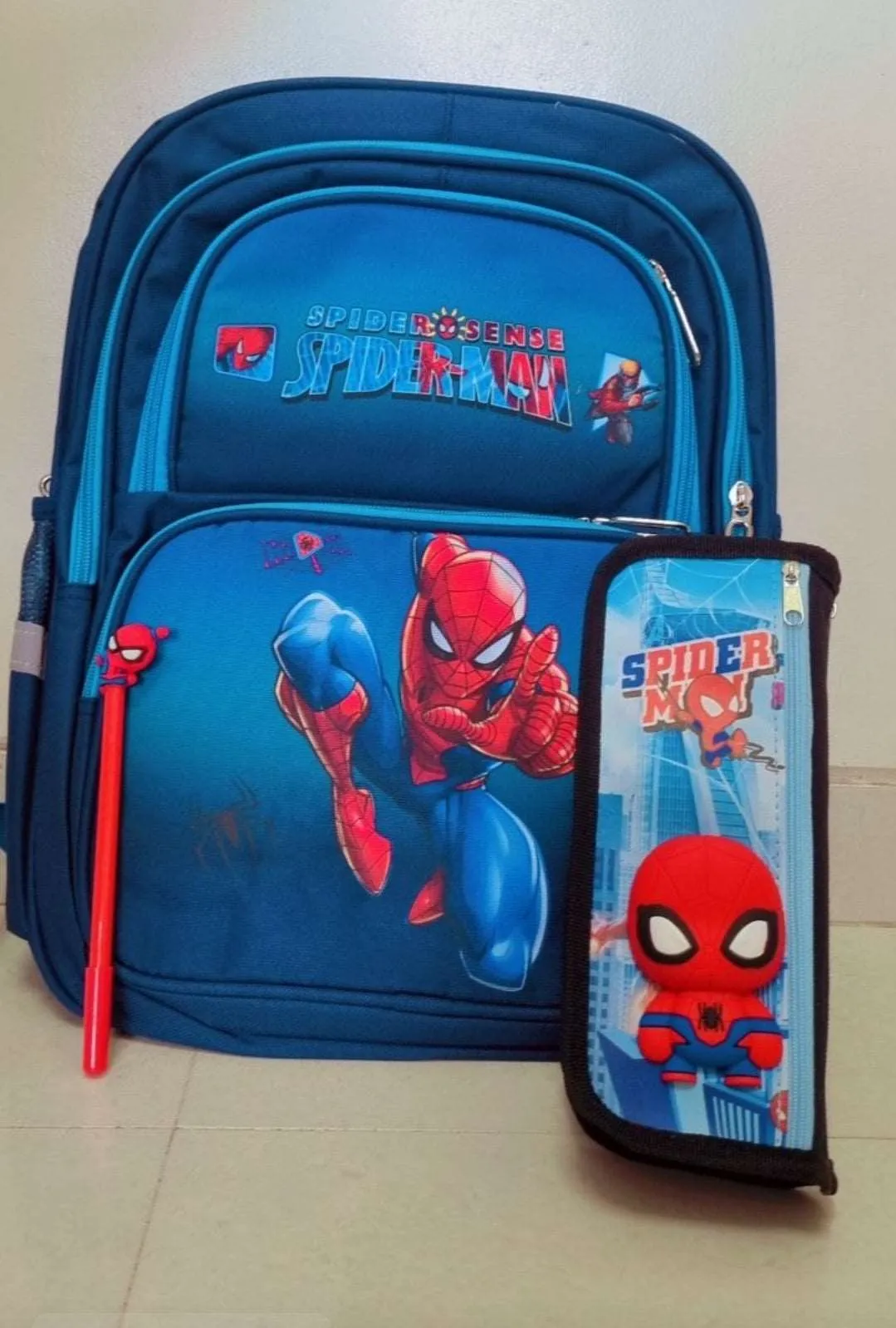 Spiderman bag and pencil pouch