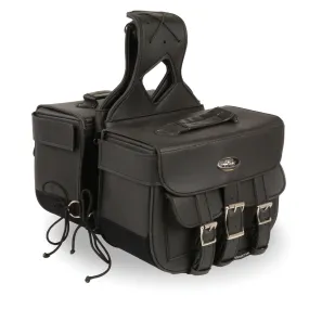 Straight Drop Zip-Off Triple Strap PVC Throw Over Saddle Bag (16X11X6X22)