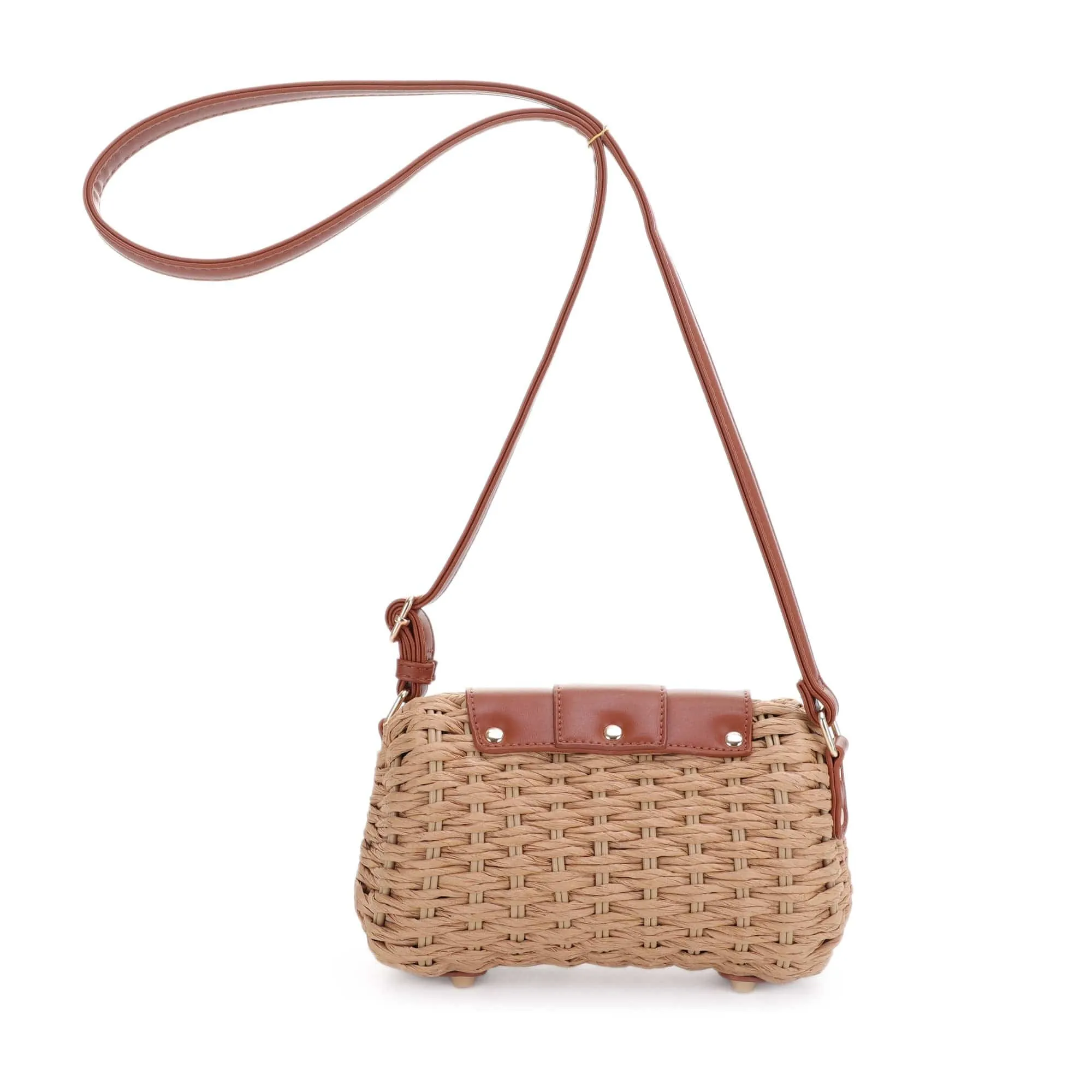 SW20569 Deandra Rattan Twist Lock Crossbody Bag