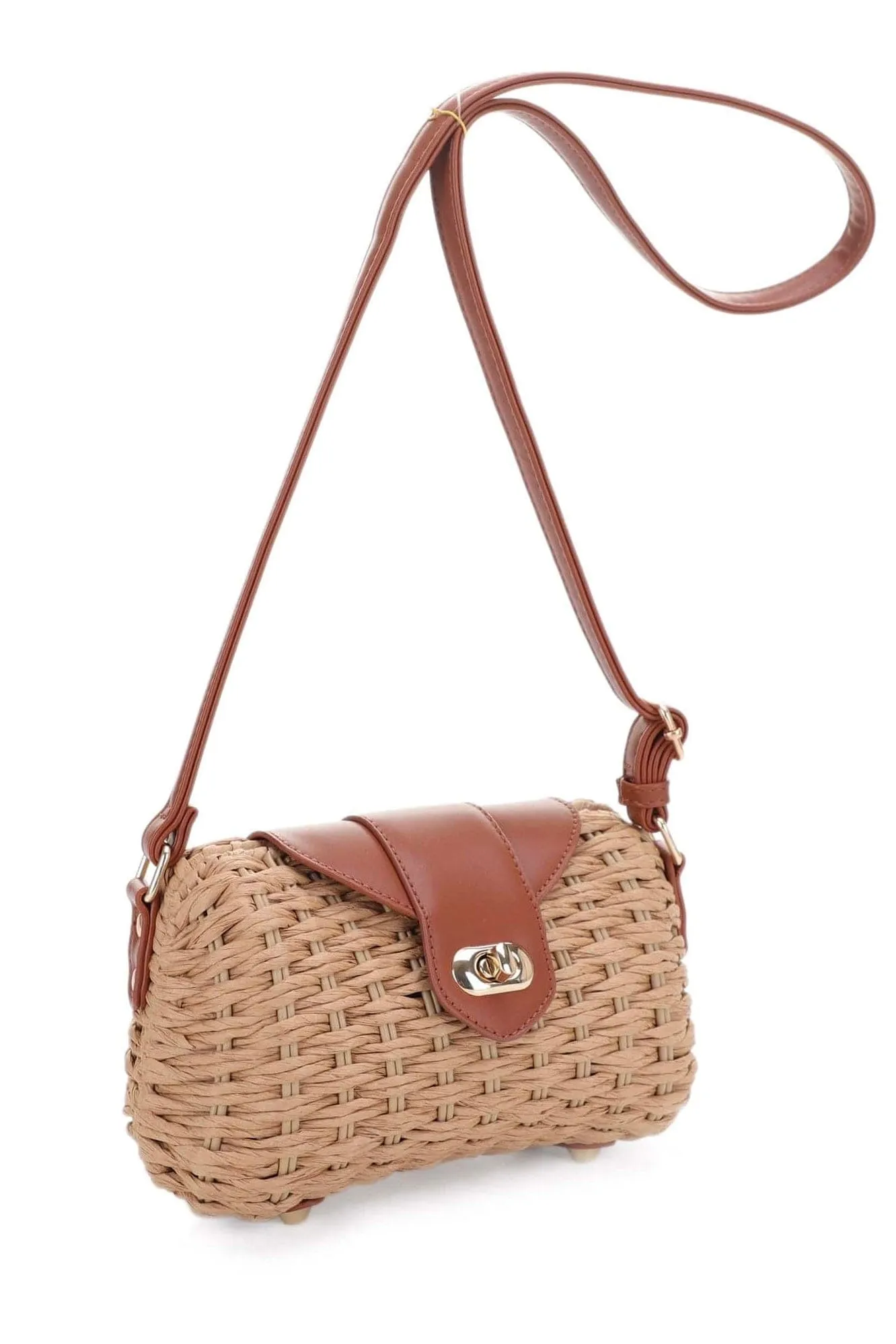 SW20569 Deandra Rattan Twist Lock Crossbody Bag