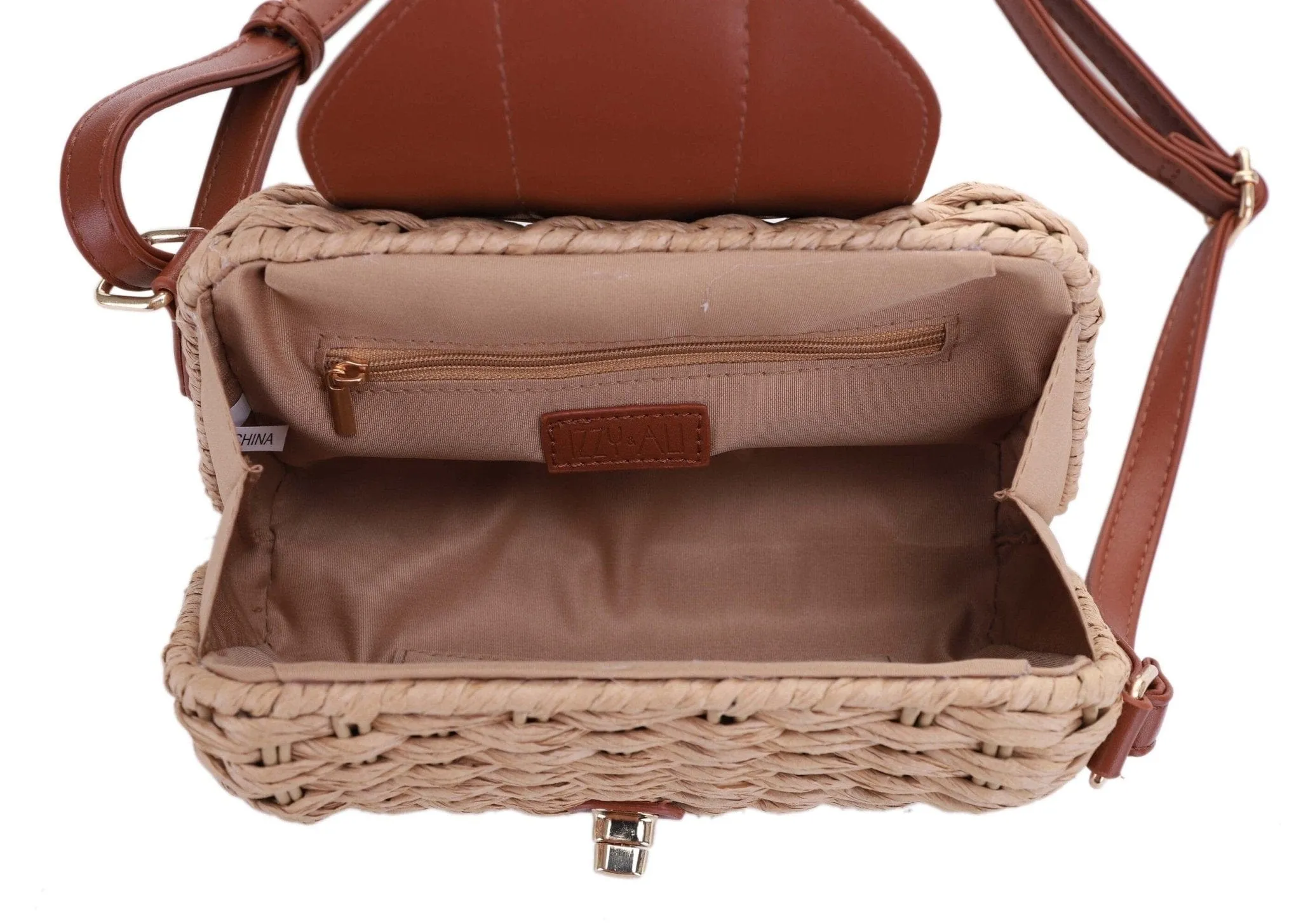 SW20569 Deandra Rattan Twist Lock Crossbody Bag