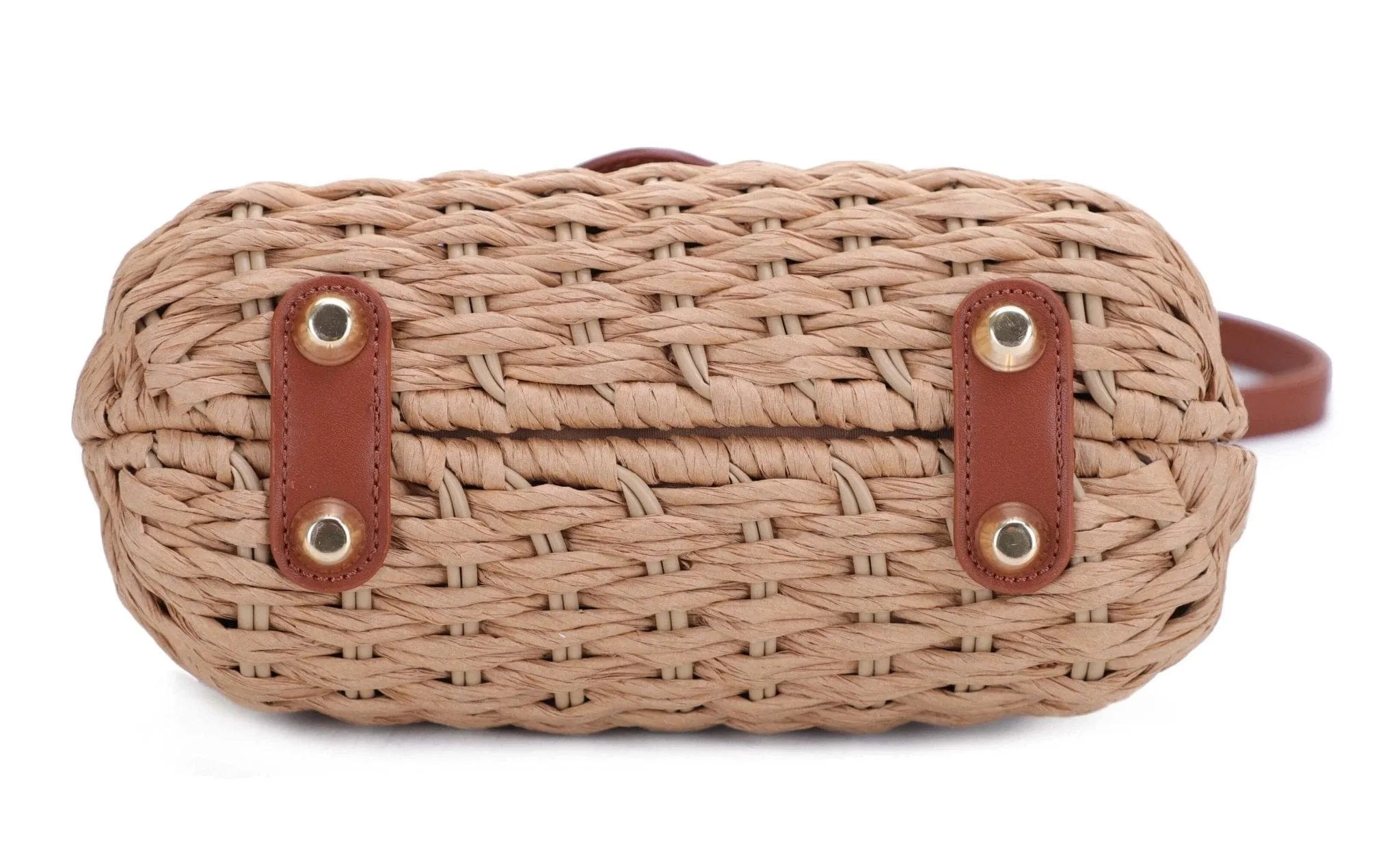 SW20569 Deandra Rattan Twist Lock Crossbody Bag