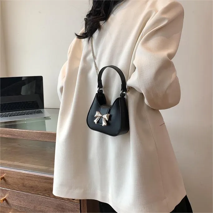 Sweet Bowknot Leather Crossbody Bag