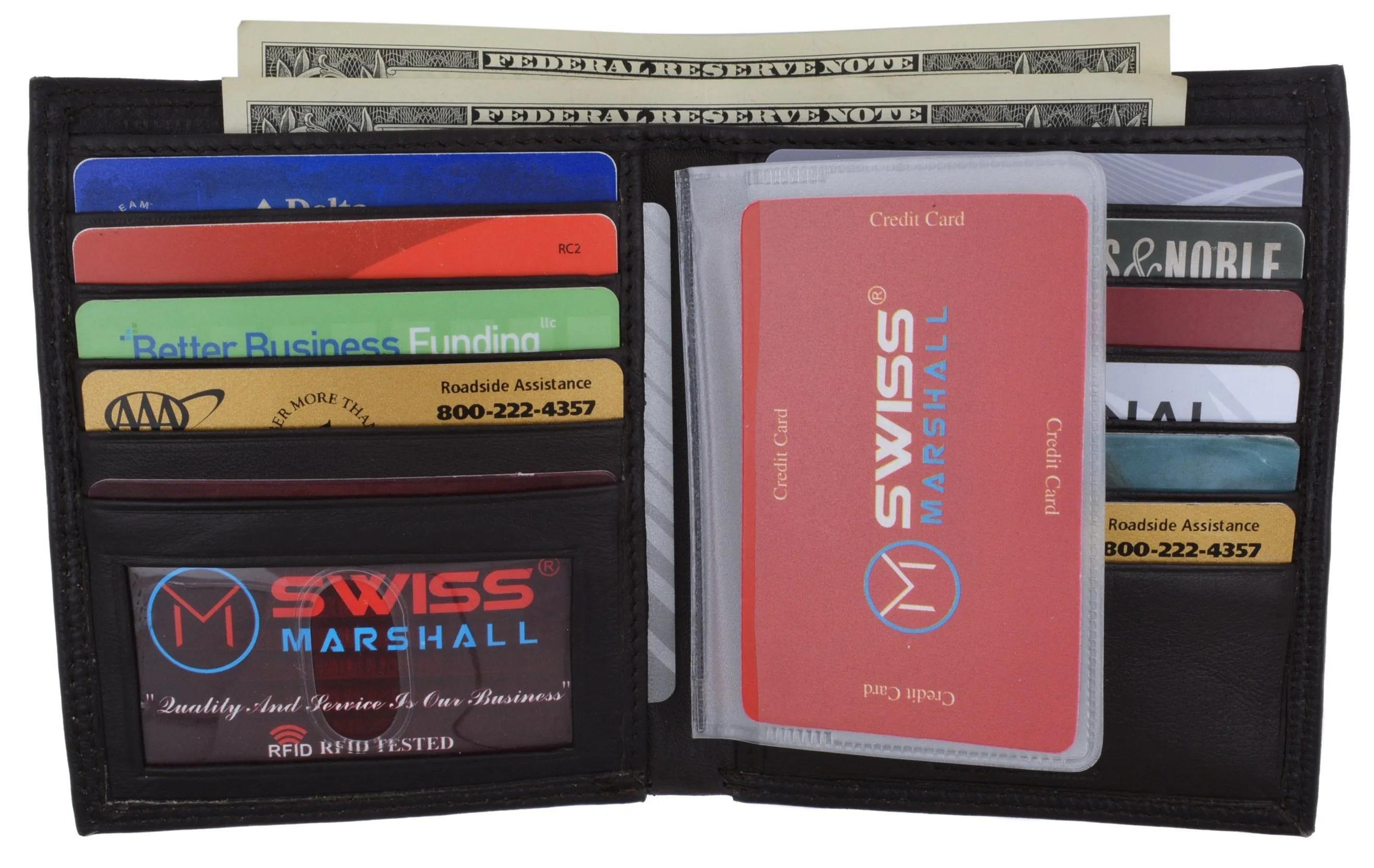 Swiss Marshall RFID Blocking Men's Slim Bifold Hipster Credit Card Premium Lambskin Leather European Wallet RFID512502