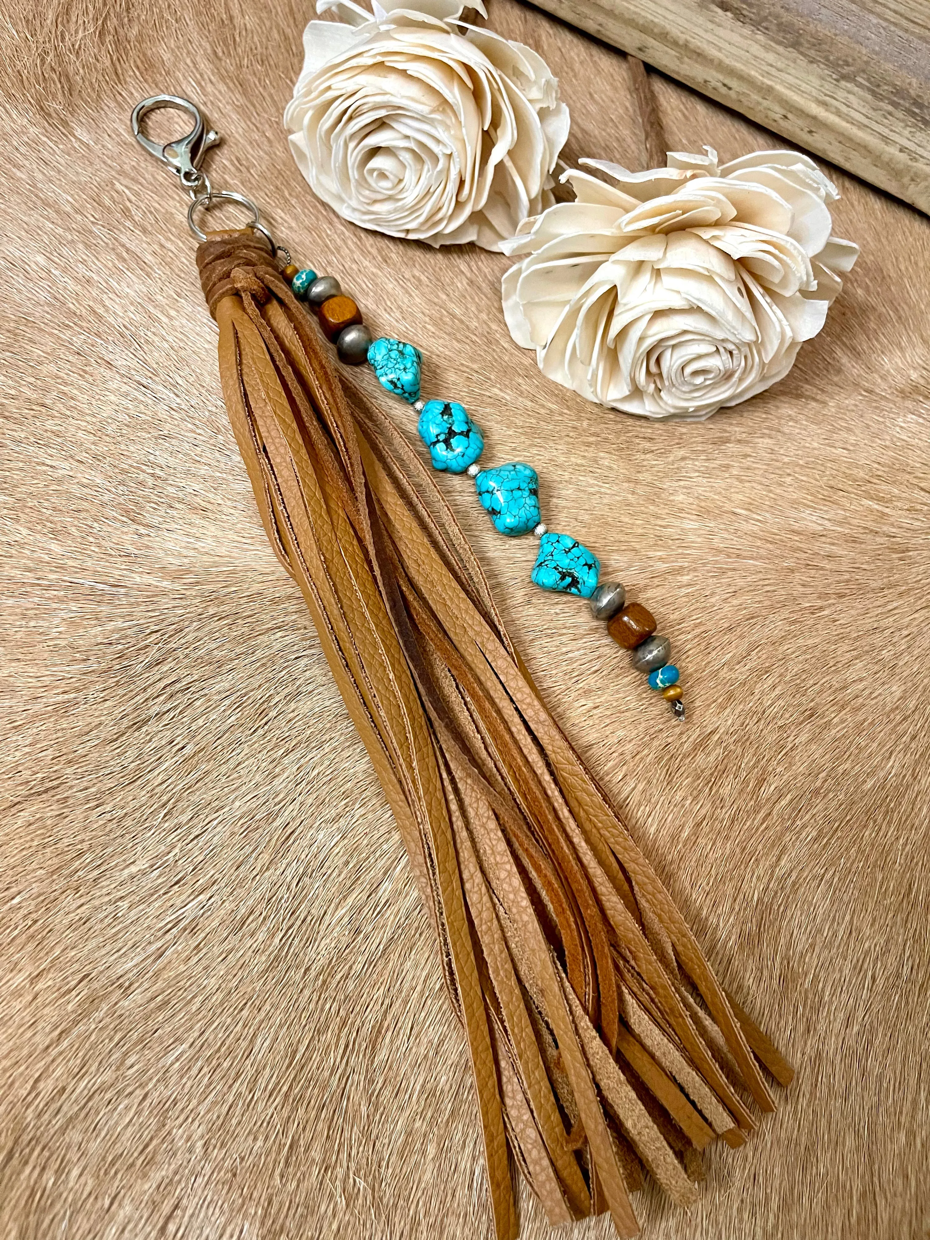 Tan w/ Turquoise - Purse Tassel