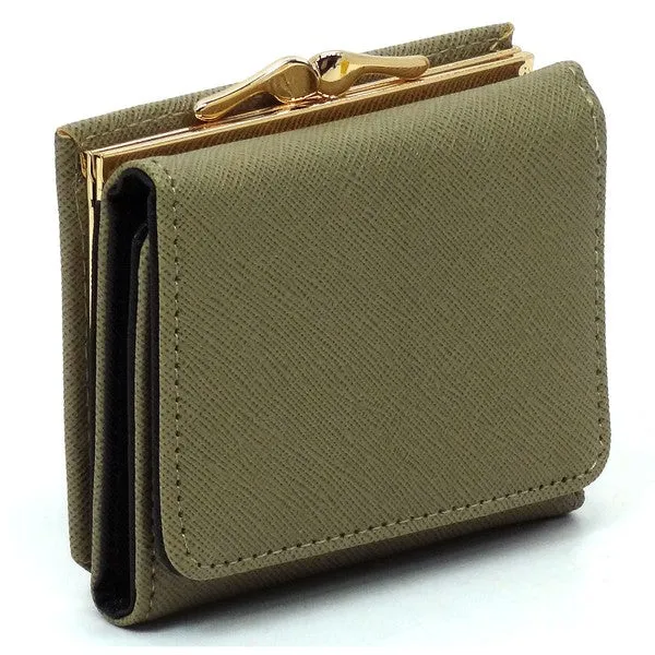 TEEK - Saffiano Kiss Lock Tri-fold Wallet