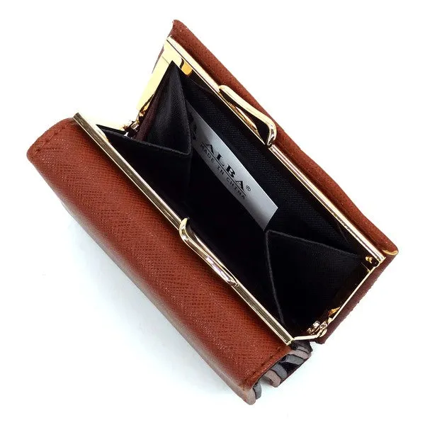 TEEK - Saffiano Kiss Lock Tri-fold Wallet