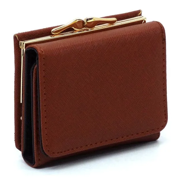 TEEK - Saffiano Kiss Lock Tri-fold Wallet