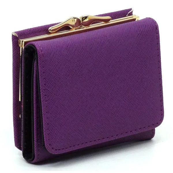 TEEK - Saffiano Kiss Lock Tri-fold Wallet