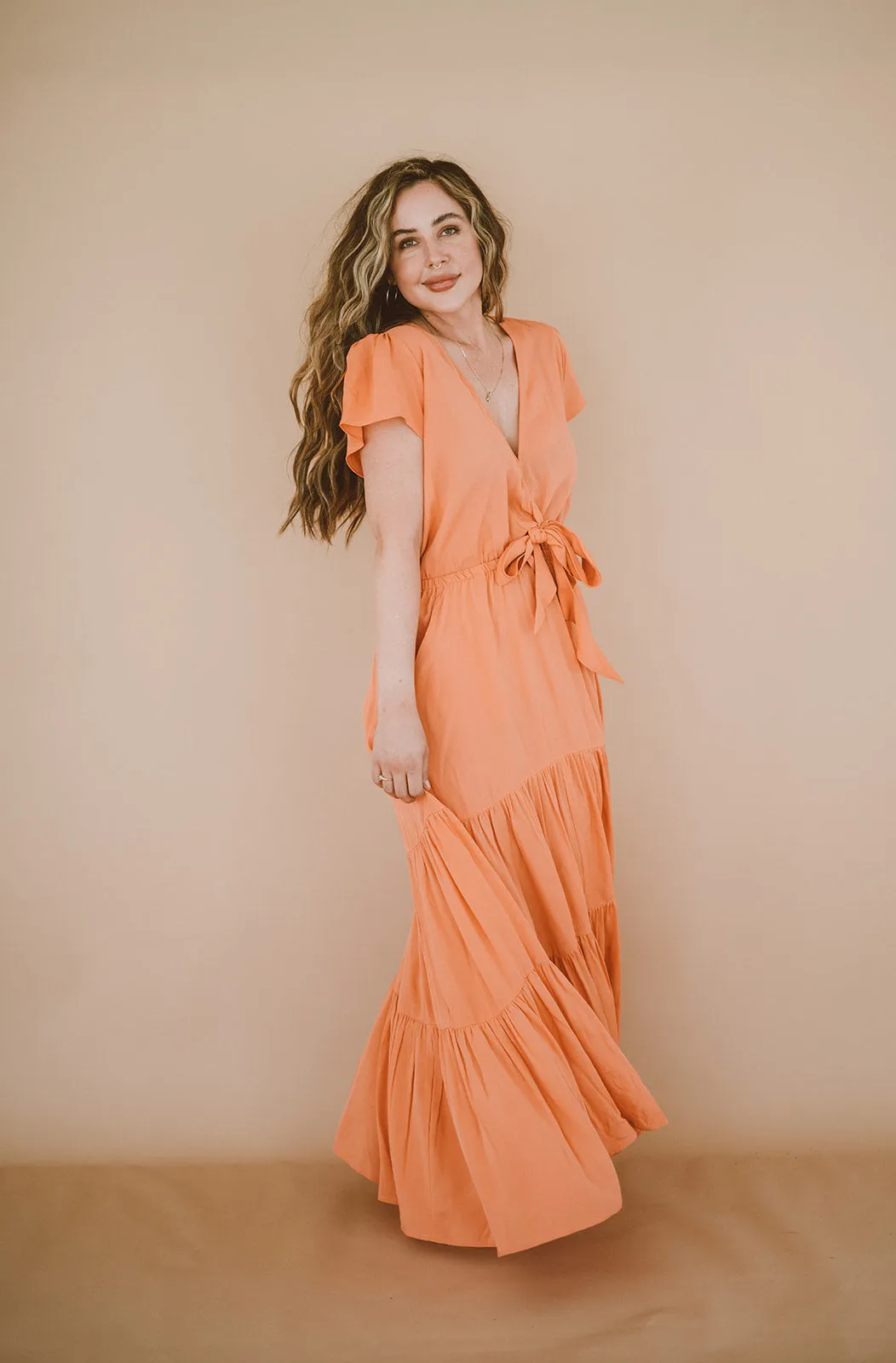 Tie Maxi Dress | Daisy Peach