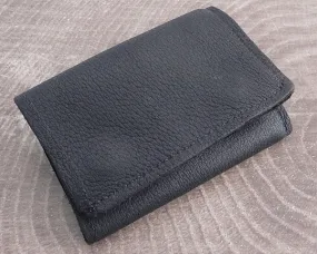 Trifold Wallet Black Leather Soft