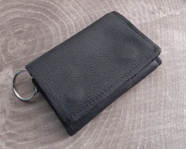 Trifold Wallet Black Leather Soft