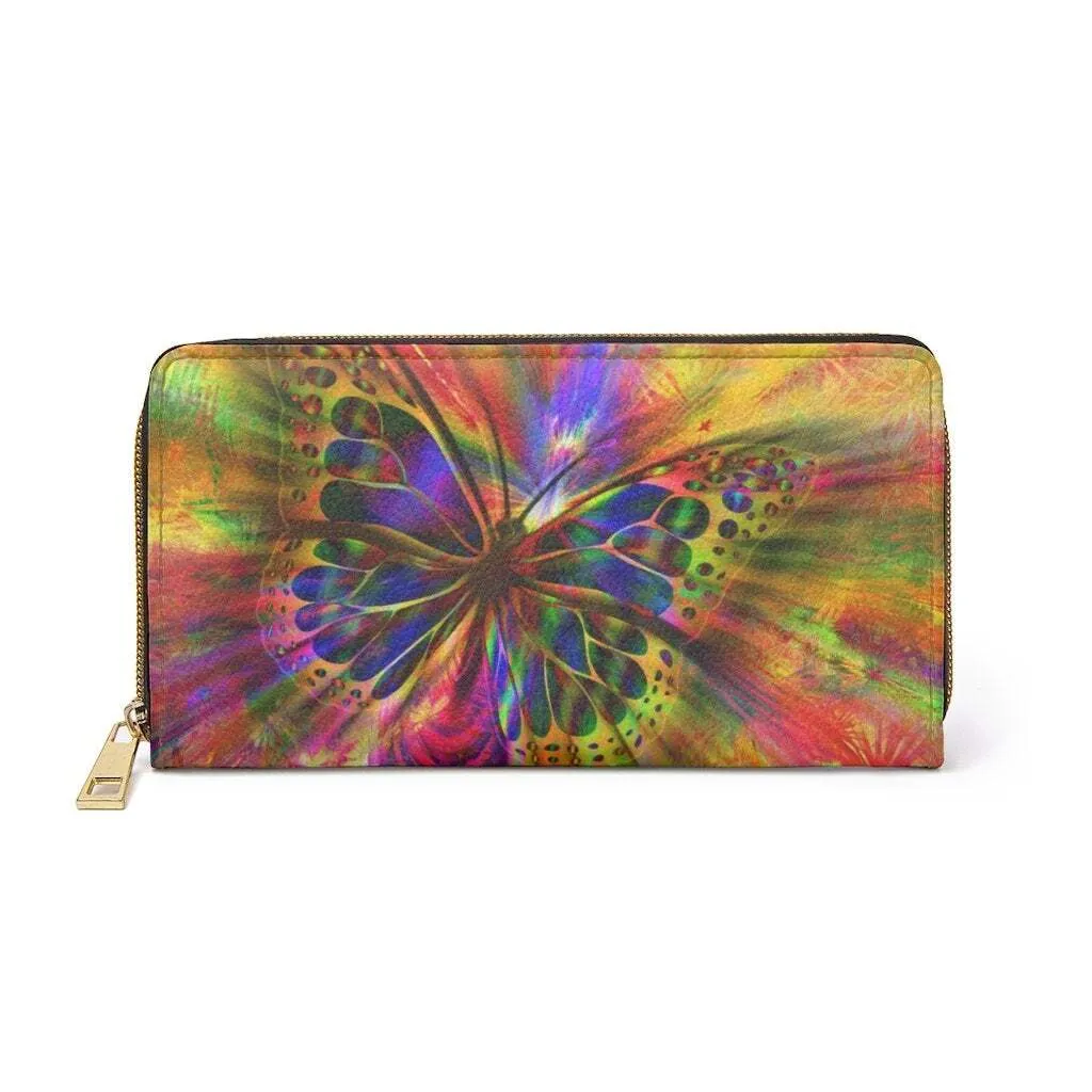 Uniquely You Womens Wallet - Zip Purse / Multicolor Radiant Butterfly