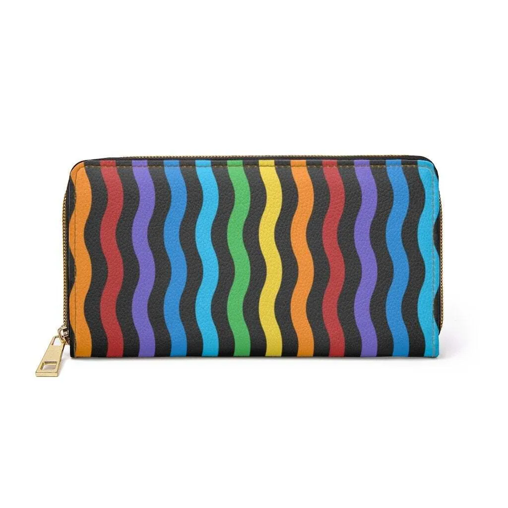 Uniquely You Womens Wallet - Zip Purse / Rainbow Swirl V-Stripe