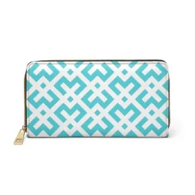 Uniquely You Womens Wallet - Zip Purse / White & Pastel Green Geometric