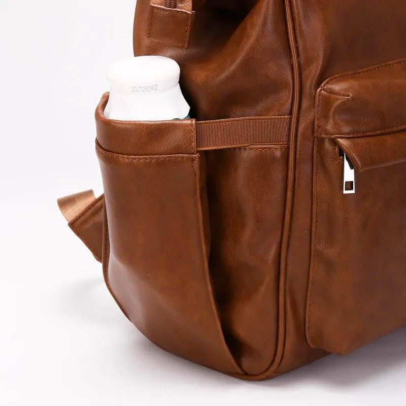 Versatile Leather Mommy Parent Diaper Bag Backpack