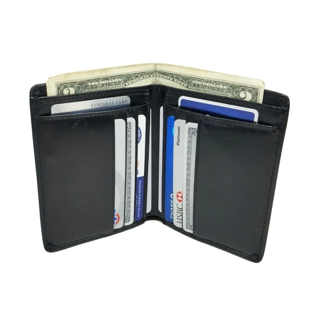 Vertical Style RFID Bifold in Crazy Horse Leather - Vertex