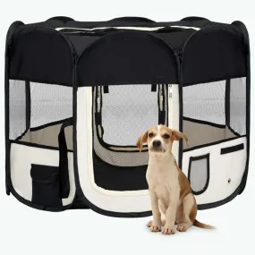 vidaXL Foldable Dog Playpen with Carrying Bag Black 90x90x58 cm