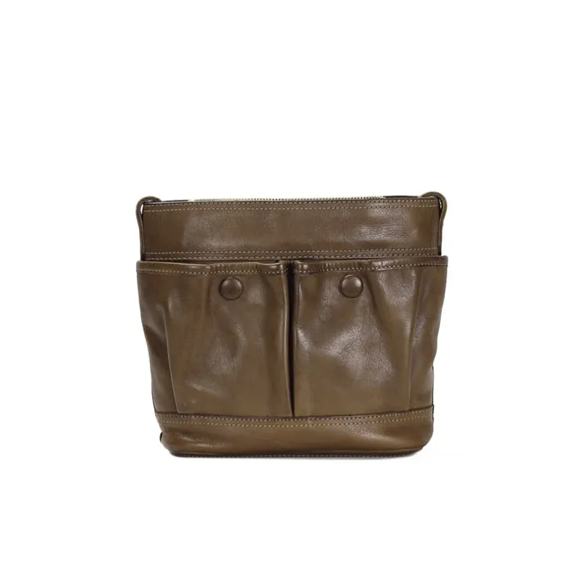 Vintage Casual Vegetable Tanned Leather Tofu Women's Bag