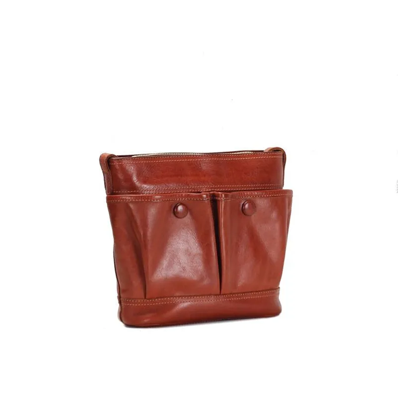 Vintage Casual Vegetable Tanned Leather Tofu Women's Bag