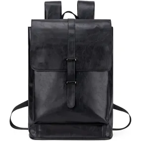 Vintage Faux Leather Laptop Backpack