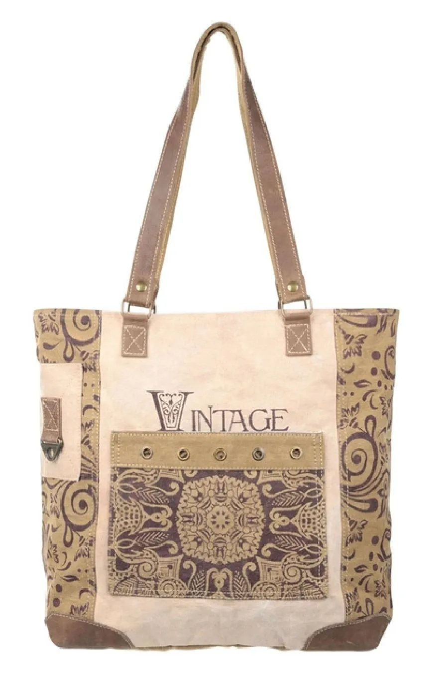 Vintage Flower Canvas Tote