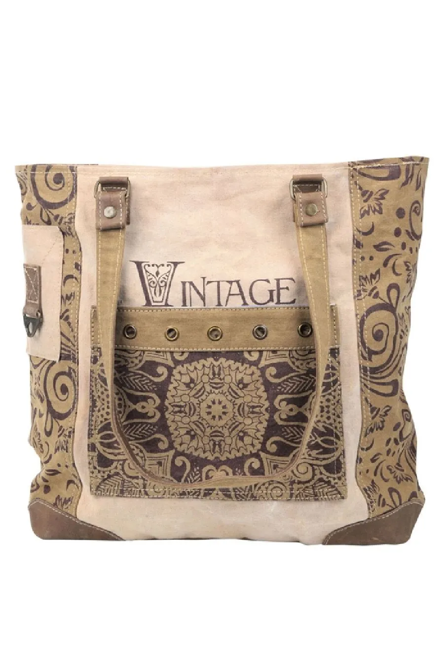 Vintage Flower Canvas Tote