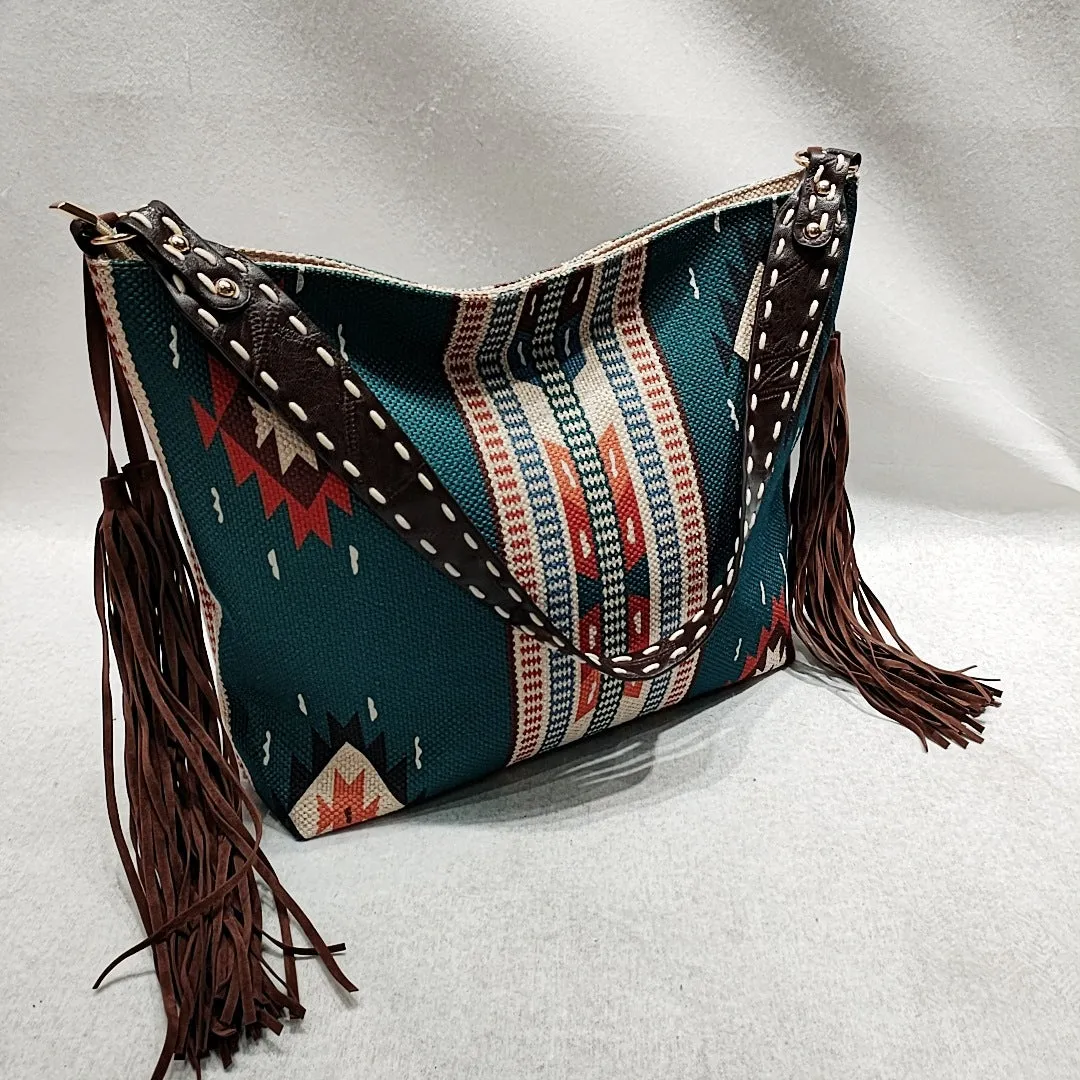 Vintage Hand-woven Streamer Cotton And Linen Shoulder Bag