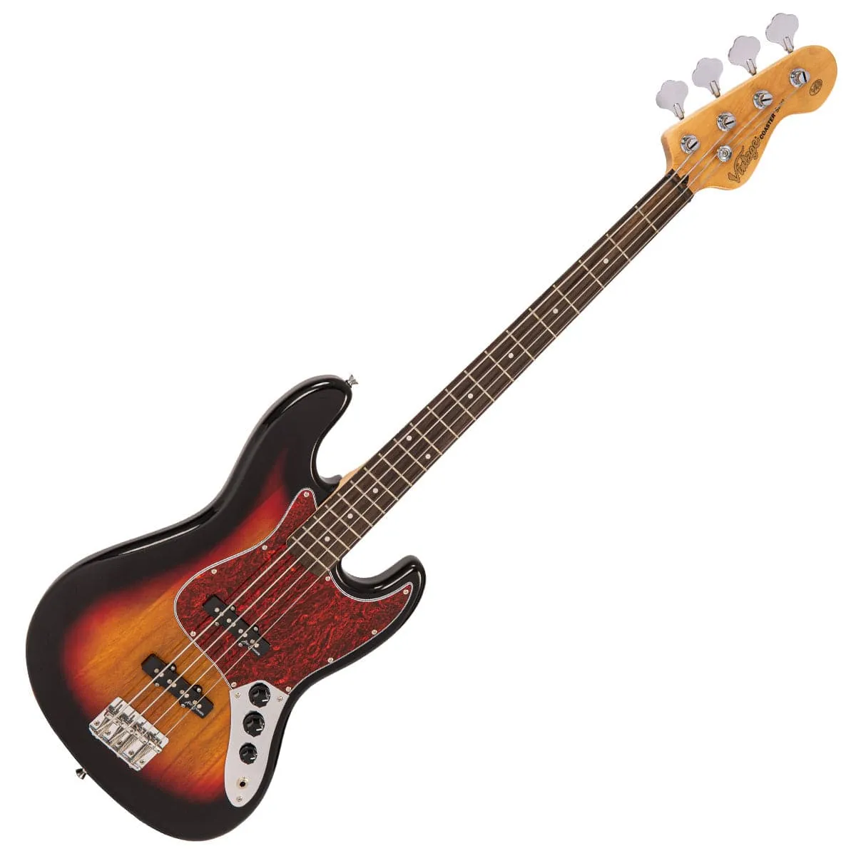 Vintage V49 Coaster Series Bass Guitar Pack ~ 3 Tone Sunburst