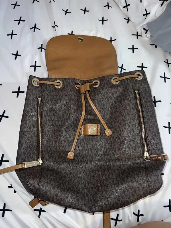 Viv Large Logo and Leather Backpack