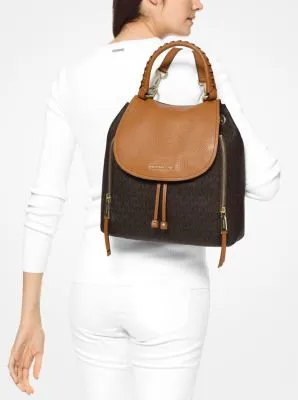 Viv Large Logo and Leather Backpack